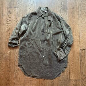 Sheer Gold Button Down | Size 2